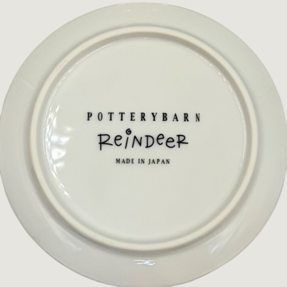 8 Pottery Barn Reindeer Appetizer Plates Coasters Christmas Holiday 4" Japan - Picture 3 of 8